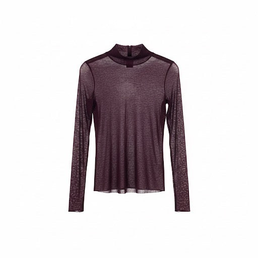 Transparenter Langarm-Rollkragentop