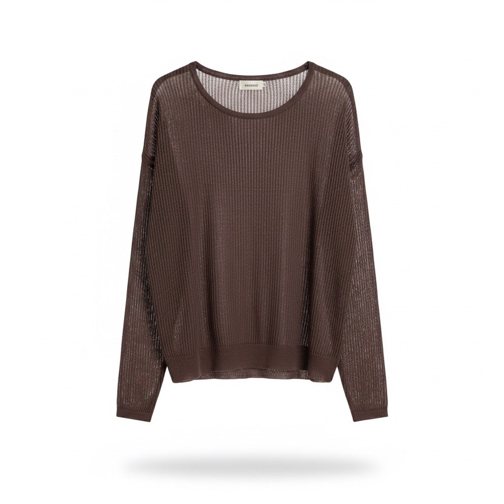 Ripp-Top Dunkelbraun Transparent | Viskose Mix