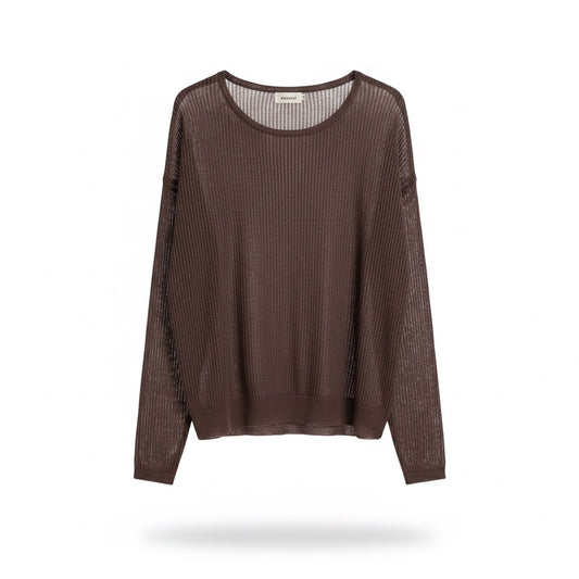 Ripp-Top Dunkelbraun Transparent | Viskose Mix