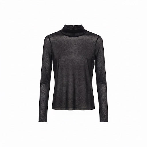 Transparenter Langarm-Rollkragentop