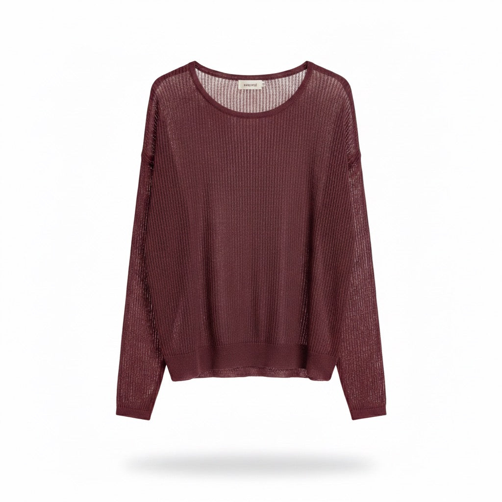 Ripp-Top Bordeauxrot Transparent | Viskose Mix