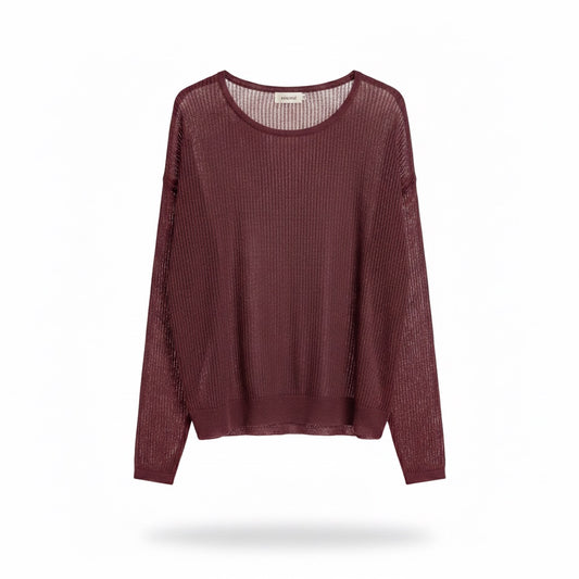 Ripp-Top Bordeauxrot Transparent | Viskose Mix