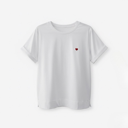 T-Shirt mit gesticktem Herz